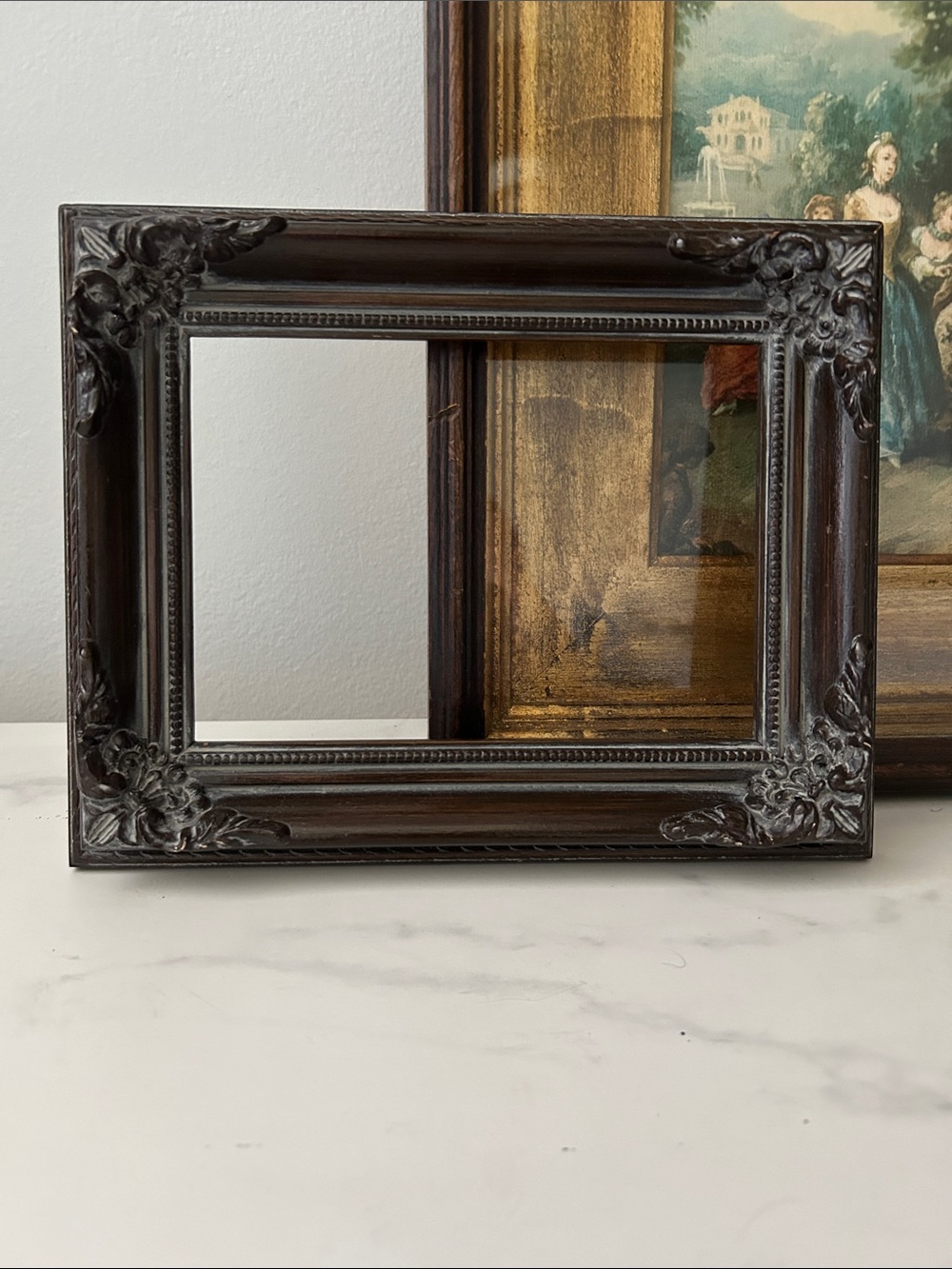 Vintage Dark Brown Ornate Wall Mirror Frame